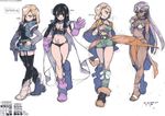  android_18 armor bianca bikini_armor black_hair blonde_hair boots bracelet breasts cape chi-chi_(dragon_ball) cleavage crossover dark_skin dragon_ball dragon_ball_z dragon_quest dragon_quest_iv dragon_quest_v fujimoto_hideaki gloves hair_over_shoulder jewelry loincloth long_hair long_sleeves manya medium_breasts midriff multiple_girls o-ring o-ring_bottom older pauldrons pelvic_curtain pink_footwear sandals sketch skirt thighhighs 