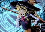  bad_id bad_pixiv_id blonde_hair bow braid broom frills green_eyes hair_ribbon hat kawahagi kirisame_marisa magic_circle ribbon solo star touhou witch_hat 