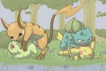  9_6 bulbasaur chikorita pikachu pokemon raichu 