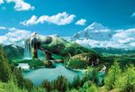  blue_sky cloud deity dirt earth elemental female gaia goddess hills inanimate lake mountain nature nude rock scenery tree valley water waterfall wood 