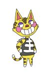  2019 animal_crossing anthro blush cheek_tuft clothing domestic_cat felid feline felis female fur hailboognish half-closed_eyes hand_on_hip hi_res mammal nintendo simple_background smile solo standing tabby_(animal_crossing) tabby_cat teeth tuft video_games white_background 