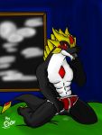  absurd_res anthro blush bulge clothed clothing cum dragon hi_res inside male muscular muscular_male opstah saliva signature solo topless 