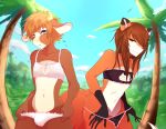  anthro bovid bovine bra bulge canid canine clothed clothing crossdressing duo featureless_crotch fox girly horn looking_at_viewer male mammal meowdolls outside panties panties_down standing underwear 