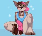  2019 absurd_res anthro balls blush canid canine clothing feet fur hi_res looking_at_viewer male mammal penis seniorseasalt solo 