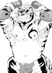  2019 anthro belly bottomwear clothing felid hi_res hombretigre humanoid_hands male mammal moobs nipples pantherine sgmwbsk8 shorts slightly_chubby solo tiger tokyo_afterschool_summoners video_games 