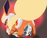  2019 armor beautyfromabove blush butt clothed clothing digital_media_(artwork) duo eeveelution female female/female feral flareon fur hi_res looking_back mammal nintendo open_mouth pok&eacute;mon pok&eacute;mon_(species) pussy quilava red_eyes sex simple_background tongue video_games 