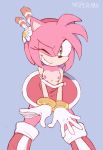  2019 amy_rose anthro boots bracelet breasts clothing countershading dress eulipotyphlan female footwear gloves grin hair hairband hedgehog jewelry leaning leaning_forward legwear looking_at_viewer mammal one_eye_closed pink_body pink_hair signature simple_background small_breasts smile solo sonic_(series) sooperman tan_countershading thigh_boots thigh_highs wink 