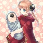  1girl baby bangs blonde_hair coat da_raku double_bun floating_hair gintama hood hood_down hooded_coat kagura_(gintama) long_hair red_coat shiny shiny_hair twintails younger 