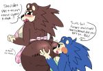  2019 animal_crossing anthro apron big_breasts big_butt blush breast_squish breasts butt butt_grab clothing darkwolfhybrid dialogue digital_media_(artwork) embarrassed eulipotyphlan female female/female flustered freckles grope hand_on_butt hedgehog hi_res looking_back mabel_able mammal nintendo overweight sable_able sibling sister sisters squish sweat video_games wide_hips 