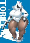  anthro big_breasts boss_monster bovid breasts brown_skin caprine clothed clothing crossover female floppy_ears gun haydee haydee_(game) hi_res horn machine mammal ocaritna ranged_weapon robot signature solo text thick_thighs toriel undertale video_games voluptuous weapon wide_hips 