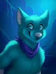  blue_eyes blue_fur canid canine canis fur looking_at_viewer male mammal mint_the_wolf mylafox smile wolf 