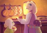  asriel_dreemurr black_eyes boss_monster bovid caprine fangs food group horn hug human junglekawa kitchen long_ears mammal pie protagonist_(undertale) toriel undertale video_games 