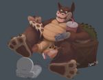  2019 absurd_res anthro balls belly canid canine claws crash_bandicoot_(series) crocodilian digital_media_(artwork) dingodile fur hi_res humanoid_penis hybrid male mammal naughty_dog nude open_mouth penis playstation reptile scalie simple_background smile solo sony_corporation sony_interactive_entertainment spectral-bat teeth toes tongue video_games 