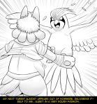  abdominal_bulge beak black_and_white butt feathers fidchellvore hildegard lucario monochrome nintendo pidgeotto pok&eacute;mon pok&eacute;mon_(species) video_games vore 