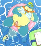  bandanna belly clothing crocodile crocodilian crocodylid duly_noted erection floating hi_res inner_tube lifeguard makara male midriff overweight penis reptile scalie speedo swimming swimwear tokyo_afterschool_summoners video_games visor_cap 