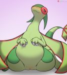  2019 belly blush claws dragon female feral flygon green_body hi_res looking_at_viewer nintendo nude pikajota pok&eacute;mon pok&eacute;mon_(species) pussy red_eyes scalie solo thick_thighs video_games water wings 