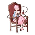  ;) blouse blue_blouse bobby_socks buttons chair cup eyeball floral_print frilled_shirt_collar frills hair_ornament hairband heart heart_hair_ornament heart_of_string highres holding holding_cup komeiji_satori long_skirt long_sleeves mefomefo one_eye_closed pink_eyes pink_hair pink_skirt ribbon-trimmed_collar ribbon_trim rose_print shoes short_hair skirt slippers smile socks teacup third_eye touhou white_background wide_sleeves 