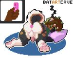  animated ass_up backsack balls batartcave black_fur brown_fur brown_hair butt canid canine cum disembodied_hand fur green_highlights hair hair_highlights hands-free male mammal multicolored_fur orgasm pawpads penis pillow pink_pawpads pink_penis raised_tail sex_toy sleeping solo_focus sound_effects vibrator white_fur zzz 