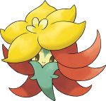  flower full_body gossifleur hair_flower hair_ornament no_humans official_art pokemon pokemon_(creature) pokemon_(game) pokemon_swsh red_hair smile transparent_background yellow_eyes 