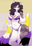 2019 absurd_res anthro black_hair bra breasts brown_eyes canid canine canis clothed clothing digital_media_(artwork) domestic_dog female flag hair hi_res looking_at_viewer mammal midriff navel panties pride_(disambiguation) smile solo standing underwear vexstacy 