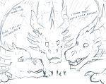  3_heads dialogue godzilla_(series) hydra king_ghidorah line_art macro multi_head multifur sixsydes toho 