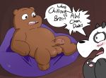  balls black_nose blush brown_bear cartoon_network dialogue duo english_text giant_panda grizzly_(wbb) grizzly_bear male mammal nude open_mouth panda_(wbb) peachy-pudding penis signature speech_bubble text ursid ursine we_bare_bears 