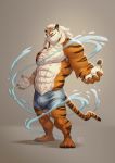  2019 abs anthro biceps boxer_briefs bulge clothing digital_media_(artwork) felid fur furrybob hair hi_res male mammal muscular muscular_male pantherine pecs simple_background tiger underwear 