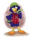  2019 animal_crossing anthro avian bird by-nc-nd clothed clothing creative_commons facial_hair goatee hat headgear headwear jacques_(animal_crossing) male mammal nintendo orlandofox simple_background video_games 