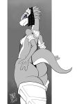  2019 3_fingers anthro armor bedroom_eyes big_butt bikini blue_eyes breasts butt claws clothed clothing drauk ever_oasis eyelashes female half-closed_eyes hand_on_butt headgear legwear looking_back miura nintendo non-mammal_breasts pose rear_view reptile scalie seductive side_boob skimpy sling_bikini smile solo swimwear thick_thighs video_games walking wide_hips zwitterkitsune 