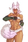  animal_humanoid blush bra breasts brown_skin canid canid_humanoid canine canine_humanoid clothed clothing cybernetics cyborg dantera_rina embarrassed facial_scar female fluffy fluffy_tail hair humanoid hutago japanese_text lingerie machine mammal mammal_humanoid navel panties scar sharp_teeth solo sweat teeth text translation_request underwear white_hair wolf_humanoid 