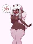  2019 anthro anthrofied big_breasts blush bovid breasts caprine female fur hi_res horn mammal nintendo nipples open_mouth pok&eacute;mon pok&eacute;mon_(species) pok&eacute;morph pussy seirva simple_background solo standing video_games white_background white_fur wide_hips wool wooloo 