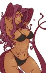  &lt;3 animal_humanoid bikini breasts clothed clothing eye_patch eyewear facial_scar female grin hair humanoid hutago long_hair mammal navel pink_eyes purple_hair purple_scales scales scalie scalie_humanoid scar slit_pupils smile solo swimwear 