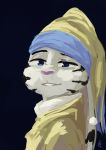  2018 ambiguous_gender anthro black_background blue_eyes clothed clothing disney ear_markings facial_markings fur_markings half-closed_eyes hat headgear headwear ittybittykittytittys jack_savage lagomorph leporid looking_at_viewer mammal markings rabbit signature simple_background solo zootopia 