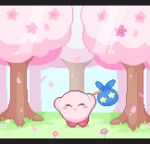  animated cherry_blossom eyes_closed gesture kae77p kirby kirby_(series) looking_at_viewer nintendo plant solo tree video_games waddling_head waving 
