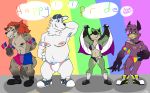  2019 absurd_res anthro armpit_hair asexual_pride_flag avian beak belly bird bisexual_pride_flag black_nose blue_eyes bottomwear boxers_(clothing) bra clothed clothing digital_media_(artwork) etalus facial_markings female footwear forsburn fur gay_pride green_fur hair hi_res hyaenid larger_male legwear looking_at_viewer lovers_of_aether male mammal markings mask_(marking) maypul muscular muscular_male nipples pansexual_pride_flag panties pecs polar_bear post-operative_scars pride_colors procyonid pubes raccoon rainbow_flag rainbow_symbol rivals_of_aether scar shirt simple_background size_difference skirt skull slightly_chubby smile spotted_hyena sylvanedadeer tank_top topless topwear transgender_pride_flag underwear ursid ursine video_games white_fur wrastor 