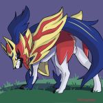  all_fours anus butt canid canine female feral keishinkae legendary_pok&eacute;mon looking_back mammal nintendo pok&eacute;mon pok&eacute;mon_(species) presenting presenting_anus presenting_hindquarters presenting_pussy pussy red_eyes solo video_games zamazenta 
