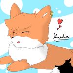  &lt;3 canid canine digital_drawing_(artwork) digital_media_(artwork) ear_piercing eyelashes eyes_closed fangs female fluffy fox fur hair hi_res kaida_(l0versp4rks) l0versp4rks mammal multicolored_fur open_mouth orange_fur orange_hair piercing simple_background smile solo 