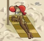  butt female fours fours_(artist) sally_acorn sonic_(series) sunbathing 