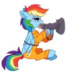  bdsm bondage bound chain clothing fellatio female friendship_is_magic handcuffs mirtash my_little_pony oral penile prison_jumpsuit prison_uniform prisoner rainbow_dash_(mlp) saliva sex shackles tongue 