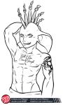  abs asura big_ears clothed clothing guild_wars humanoid lingerie mohawk_(disambiguation) predaguy sketch tattoo topless video_games 