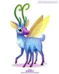  2019 ambiguous_gender antennae_(anatomy) arthropod beady_eyes black_eyes blue_fur cervid cryptid-creations feral fly fur humor hybrid insect insect_wings mammal multi_leg multi_limb pun purple_fur simple_background solo visual_pun white_background white_fur wings 