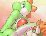  bowser butt duo eye_contact gobanire koopa looking_at_another mario_bros nintendo scalie simple_background video_games yoshi 