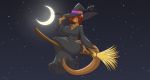  broom halloween holidays magic_user mammal mastergodai moon mustela mustelid musteline night star witch 