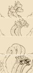  3_heads godzilla_(series) hydra king_ghidorah multi_head roaring scalie snakepecs toho yell 