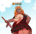  anthro big_breasts breasts female health_bar hi_res mammal melee_weapon nipple_outline sword under_boob ursid weapon wherewolf wide_hips 