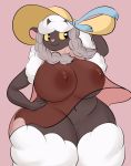  anthro big_breasts bovid breasts caprine clothed clothing female hat headgear headwear hi_res horizontal_pupils horn huge_breasts mammal nintendo pigtails pok&eacute;mon pok&eacute;mon_(species) pussy starit sunhat thick_thighs translucent translucent_clothing video_games voluptuous wide_hips wool wooloo 
