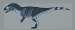  2018 3_fingers ambiguous_gender biped black_claws carcharodontosaurid carcharodontosaurus claws digital_media_(artwork) dinosaur feral grey_background grey_scales grey_tail halopromise long_tail open_mouth orange_eyes reptile scales scalie sharp_teeth side_view simple_background solo teeth theropod toe_claws toes 