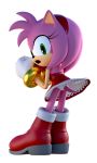  3d 3d_(artwork) amy_rose anthro big_eyes boots bracelet clenched_hand dress eyelashes fur gloves green_eyes hair hairband highres looking_at_viewer looking_back open_mouth panties pantyshot pink_fur pink_hair pink_tail pointy_ears red_dress red_hairband red_skirt sega skirt smez sonic_(series) tail teeth upskirt video_games white_panties 