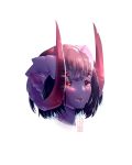  2019 absurd_res black_sclera demon egocider hair headshot_portrait hi_res horn humanoid ismadeus multi_eye not_furry open_mouth portrait purple_skin red_eyes sad short_hair simple_background solo tears white_background 