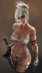  bikini breasts cleavage league_of_legends riven_(league_of_legends) sakimichan swimsuits sword weapon white_hair 